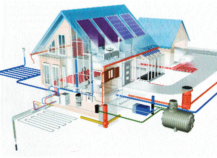 Схема энергоэффективного дома с тепловым насосом (Рисунок: REHAU)